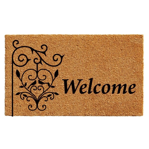 Configuracion 17 x 29 in. Welcome Post Rectangular Doormat Natural & Black CO3357263 - main